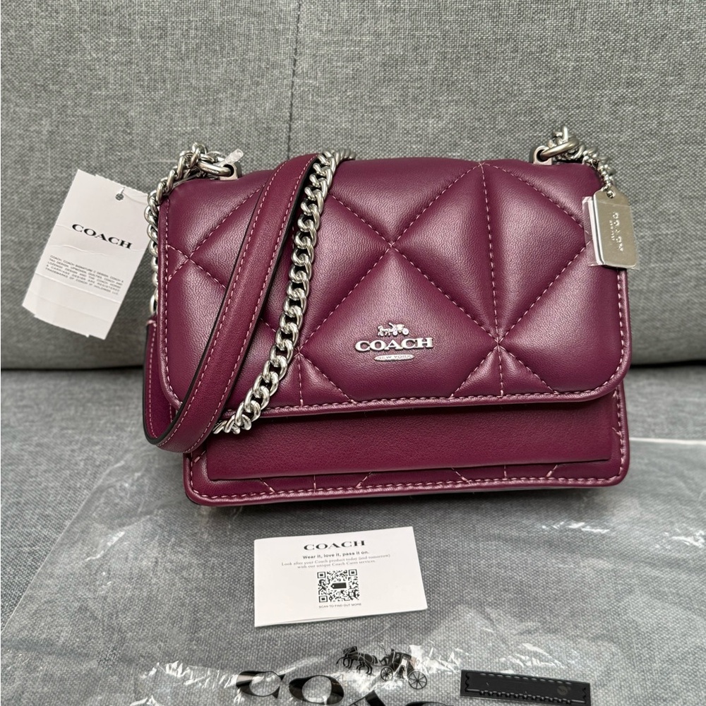 Coach Silver and Purple Quilted Crossbody Bag